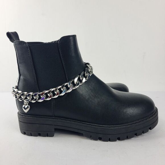 Nordstrom Margot Women’s Chelsea Ankle Boots Black Heart Chain Size 4M - Picture 4 of 13